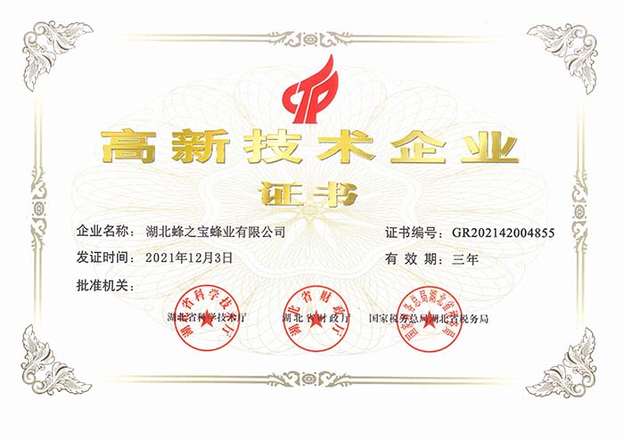 高新技术企业证书